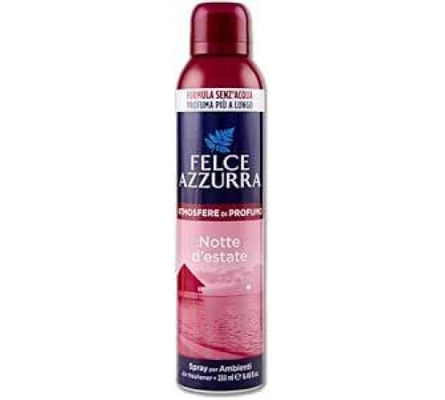 Felce Azzurra - Спрей-освежитель воздуха Long Lasting Summer Night с мгновенным интенсивным ароматом, безводный освежитель воздуха, Home Zero Halo Air Freshener, 250 мл
