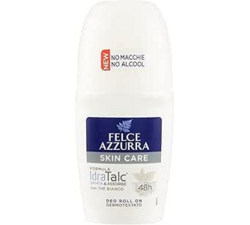 Felce Azzurra - Шариковый дезодорант для ухода за кожей с The White, HydraTalc, эффективность 48 часов, без пятен - 50 мл