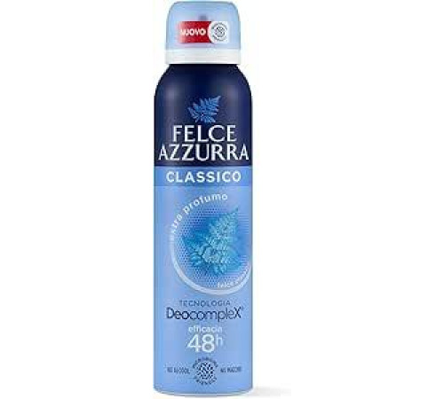 Felce Azzurra - Дезодорант для мужчин и женщин Классический спрей, инновационная мягкая формула против неприятных запахов для 48 часов длительной свежести - Дезодоранты экстрапарфюмированные без спирта, без пятен, 150 мл