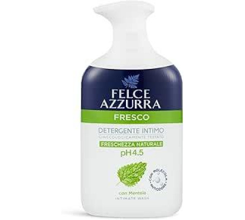 Felce Azzurra - Свежее интимное очищающее средство с ментолом для ежедневной интимной гигиены Ph 4.5, Нежное мыло для интимной гигиены, устраняет неприятные запахи, гинекологически протестировано, дарит длительную естественную свежесть, 250 мл