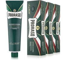 Proraso Освежающее мыло для бритья в тюбике, 3 x 150 мл, густое кремообразное мыло для бороды, обогащенное эвкалиптовым и ментоловым маслом, сделано в Италии