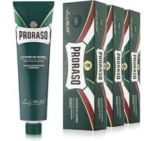 Proraso Освежающее мыло для бритья в тюбике, 3 x 150 мл, густое кремообразное мыло для бороды, обогащенное эвкалиптовым и ментоловым маслом, сделано в Италии
