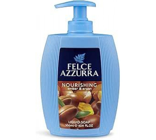 Felce Azzurra - Питательное жидкое мыло для рук с янтарем и арганой, ароматное, дезинфицирует и увлажняет, мыло для рук для ежедневной гигиены, кремообразное, безопасное для кожи, дерматологически протестировано, 300 мл