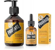 Набор для ухода за длинной бородой Proraso Wood and Spice, включающий средство для очистки бороды 200 мл и масло для бороды 30 мл с пряным и древесным ароматом, сделано в Италии