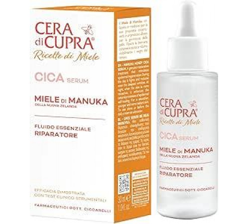 Cera di Cupra, Сыворотка Cica, медовая сыворотка манука из Новой Зеландии, усиливает процессы самовосстановления естественного кожного барьера, сделано в Италии, дерматологически протестировано, 30 мл