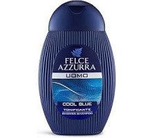 Felce Azzurra - Cool Blue Тонизирующий душ и шампунь для мужчин, Шампунь и пена для душа 2 в 1 Свежий и ароматный, Очищающий гель для тела и волос, Гель для душа с грейпфрутом и бергамотом, 250 мл