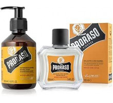 Набор для ухода за короткой бородой Proraso Wood and Spice с шампунем для бороды 200 мл и кондиционером для бороды 100 мл с пряным и древесным ароматом, производство Италия
