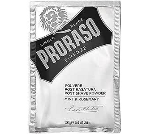 Proraso Post Shaving Powder Mint & Rosemary, 100 г, мужская пудра для бороды с успокаивающим и освежающим эффектом, освежающее средство после бритья, производство Италия