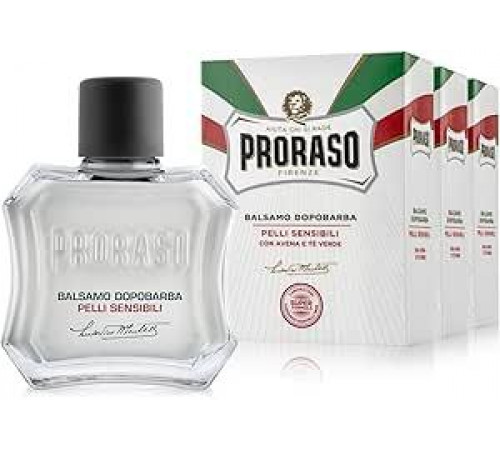 Proraso Men's бальзам после бритья для чувствительной кожи, 3 x 100 мл, мужское средство после бритья с экстрактами овса и зеленого чая, успокаивающий эффект, без спирта, производство Италия