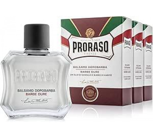 Proraso Бальзам после бритья Man Hard Beards, 3 x 100 мл, мужское средство после бритья с маслом сандалового дерева и экстрактами масла ши, успокаивающее и увлажняющее, производство Италия