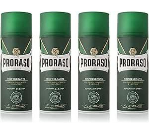 Proraso Refreshing Shaving Foam, 4 x 400 мл, освежающая пена для бороды с маслом эвкалипта и экстрактами ментола, производство Италия