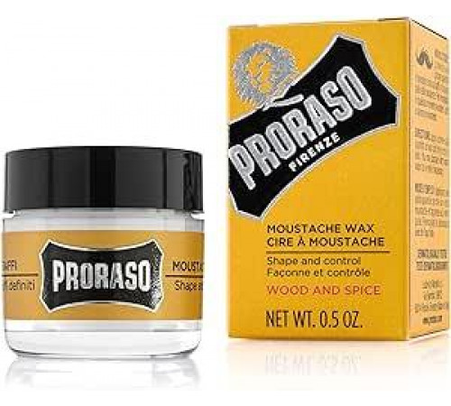 Proraso Wood and Spice Mustache Wax 15 мл Мягкий воск для бороды с древесным и пряным ароматом Идеально подходит для укладки усов Сделано в Италии
